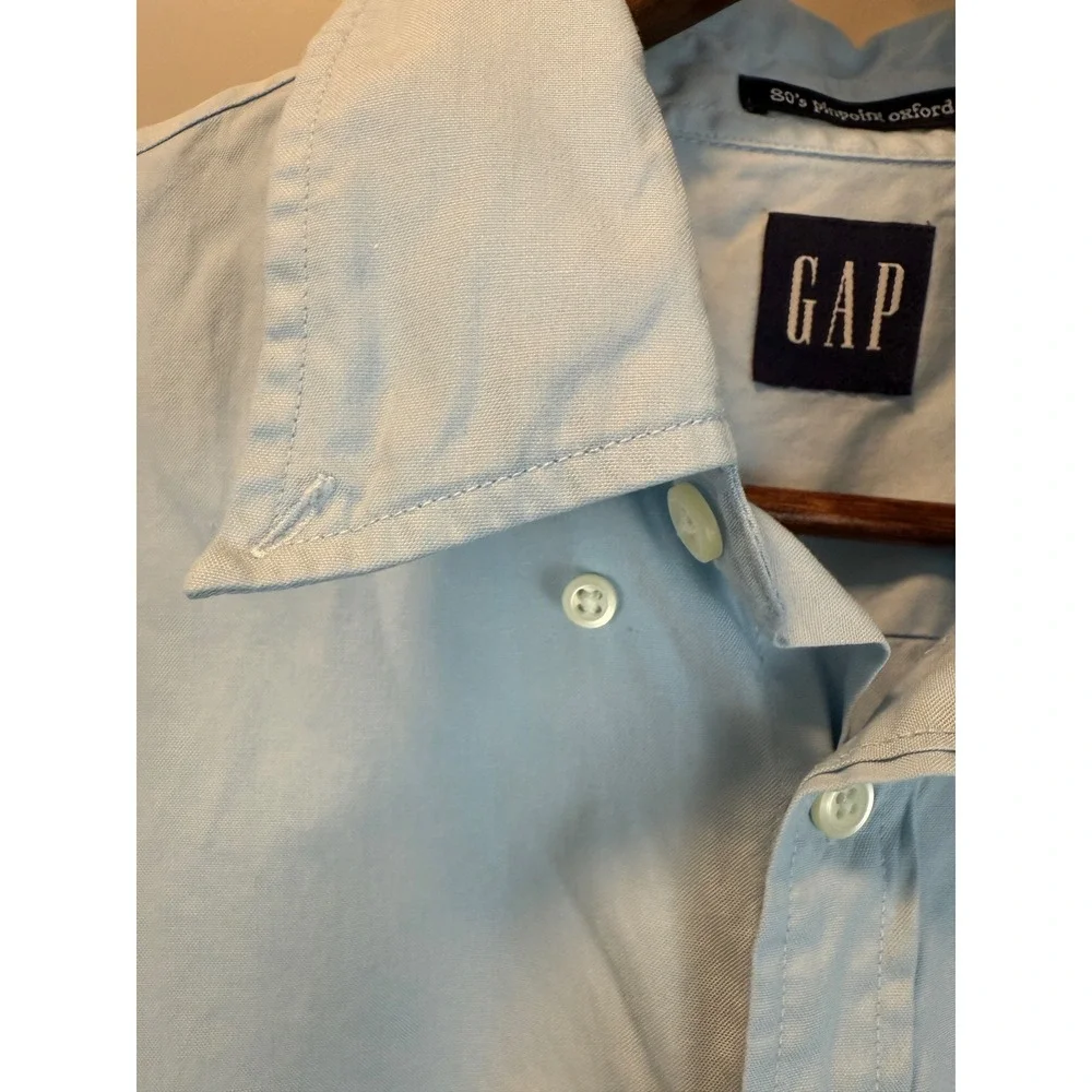 GAP Men's 80s Pinpoint Oxford Light Blue Shirt Size‎ L Preppy Academia